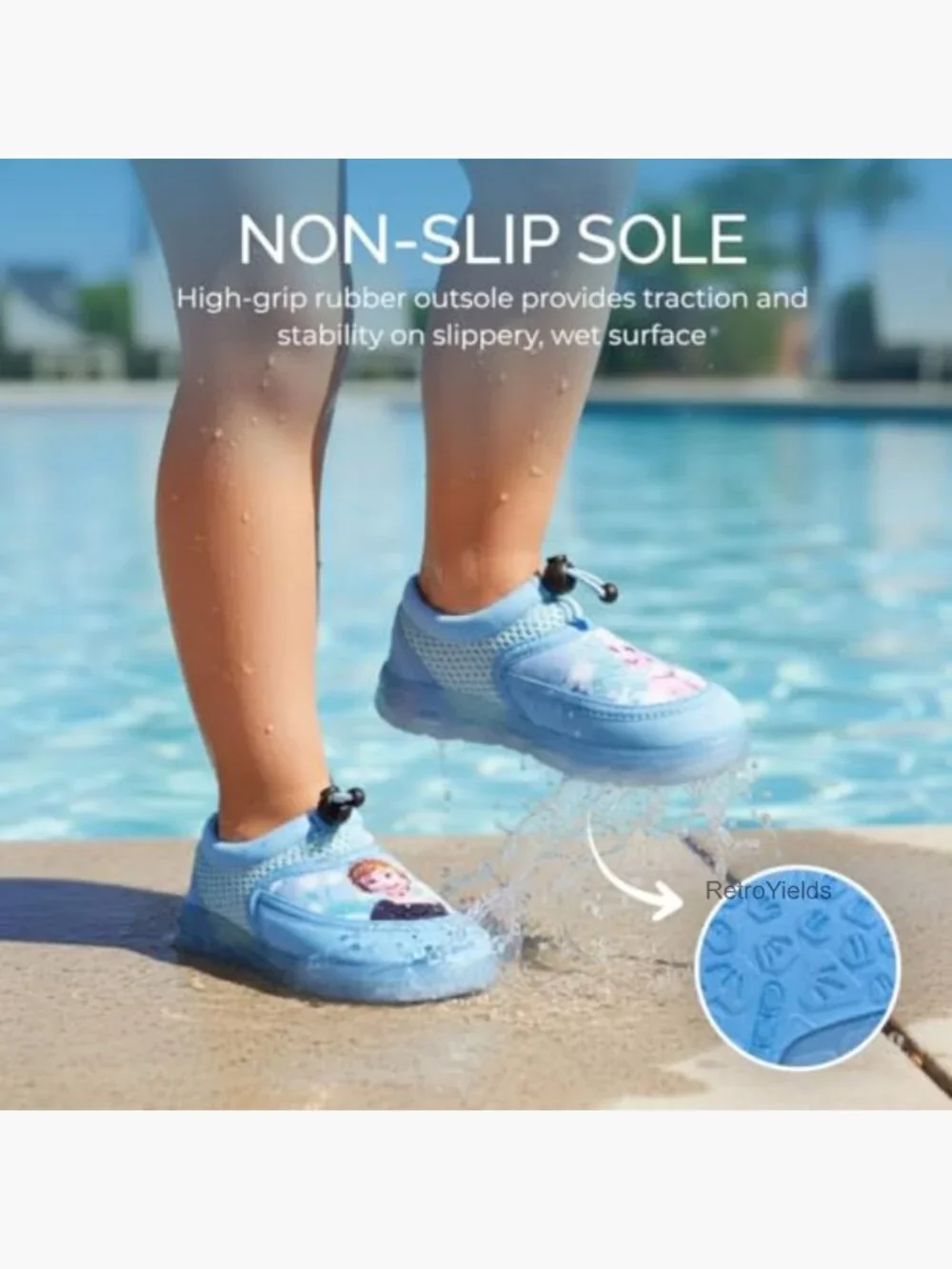 Girls Frozen Water Shoes - Pool Aqua Socks - Bungee Beach Slides - Quick Dry